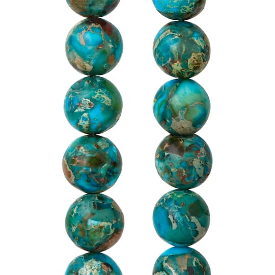 12 Pack: Turquoise Dyed Imperial Jasper Round Beads, 10mm by Bead Landing™